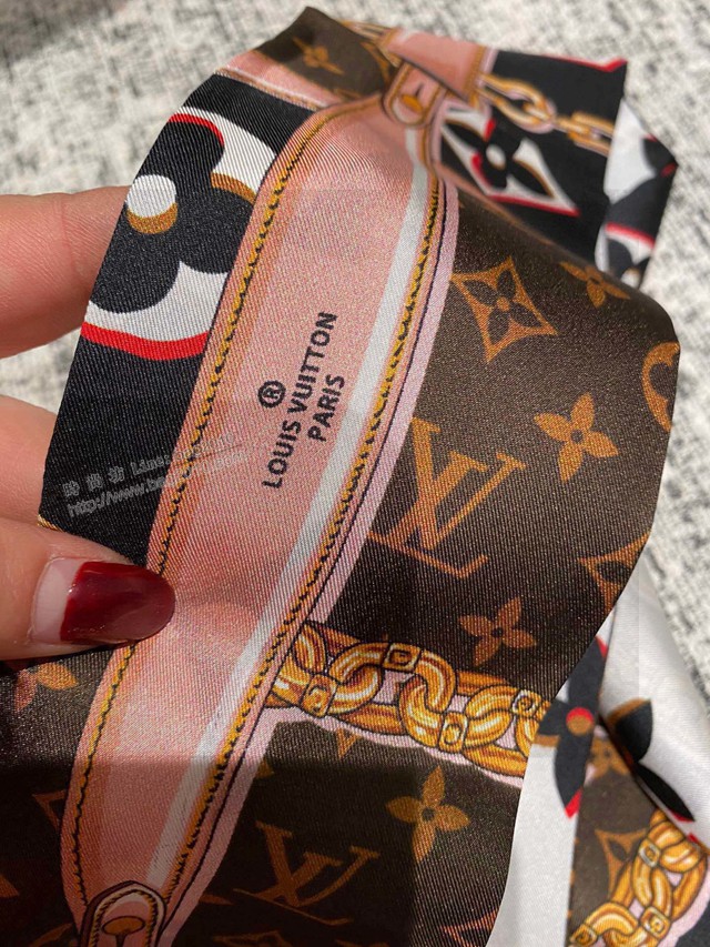 Louis Vuitton圍巾絲巾 路易威登專櫃最新款發帶小領巾 LV雙層真絲飄帶  mmj1536
